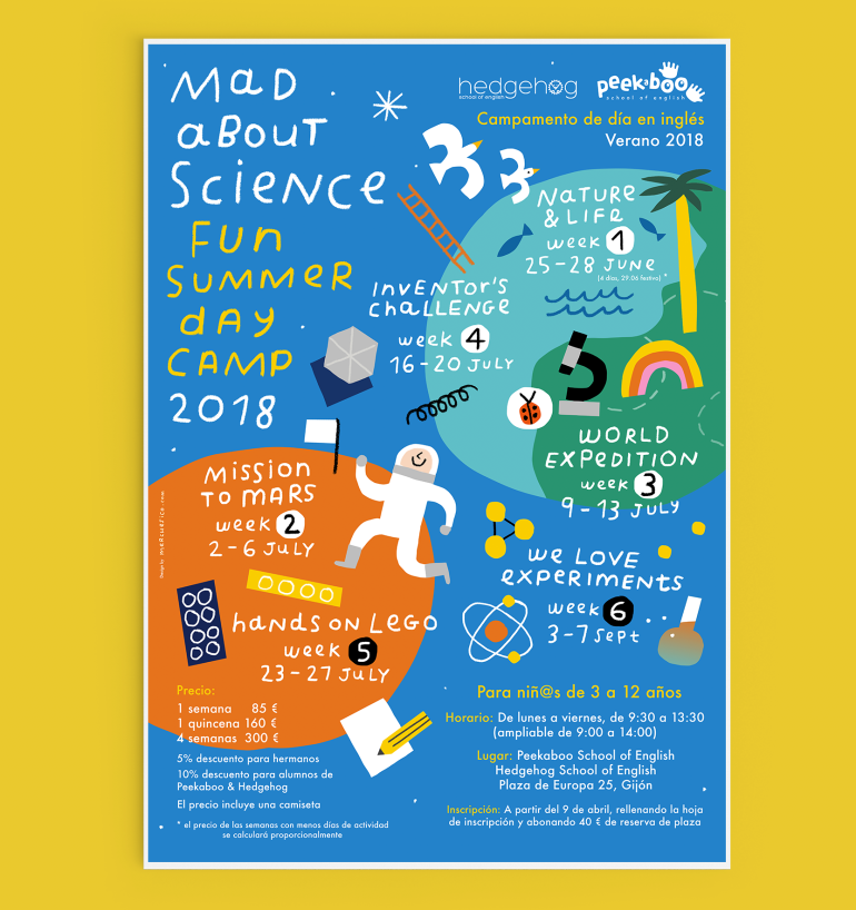 mad about science peekaboo english mercedes leon merchesico illustration kids children fun poster mock
